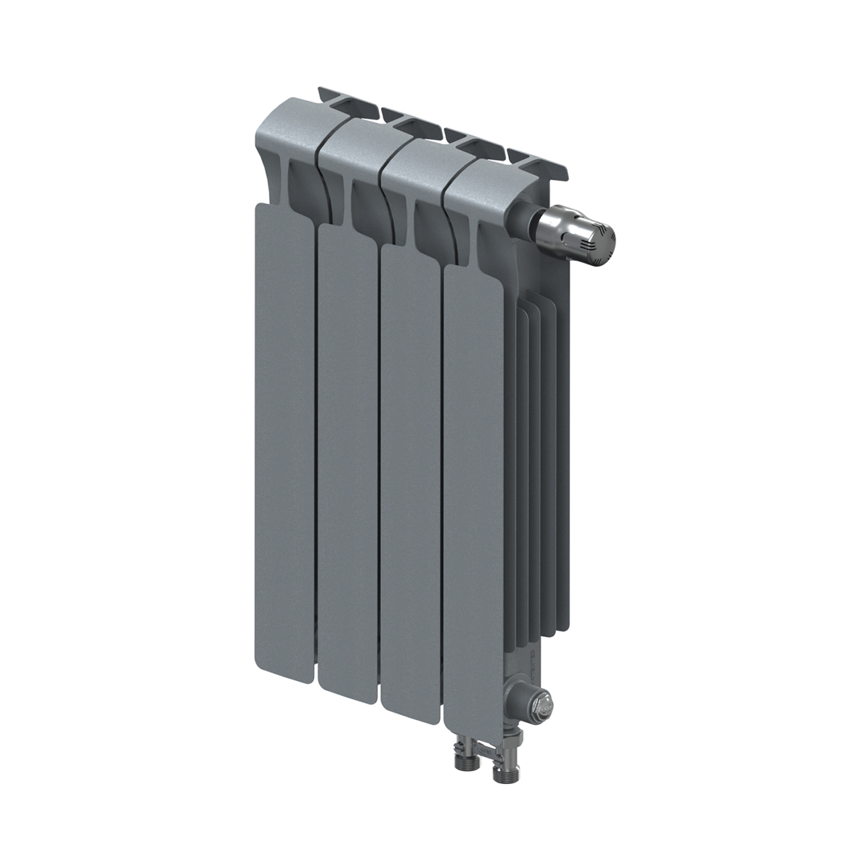 Радиатор биметаллический Rifar Monolit Ventil 500, 4 секции, нижнее подключение правое (MVR), титан
