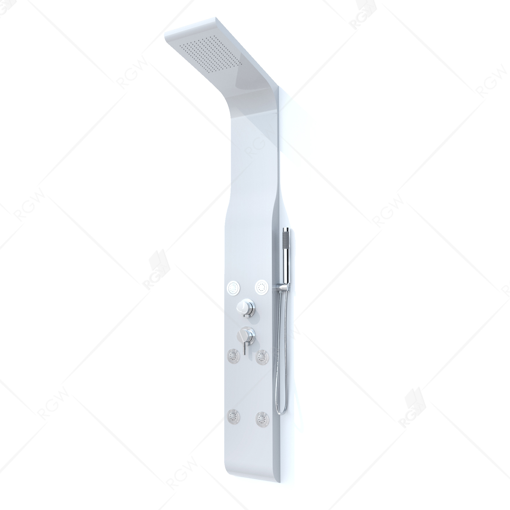 Душевая панель RGW Shower Panels SP-02 гидромассажная, смеситель, верхний и ручной душ, без излива, белый
