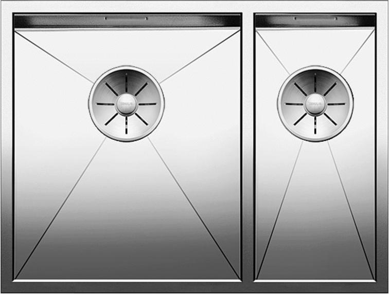 Мойка кухонная Blanco Zerox 340/180-U с отводной арматурой, чаша слева, сталь / зеркальная полировка