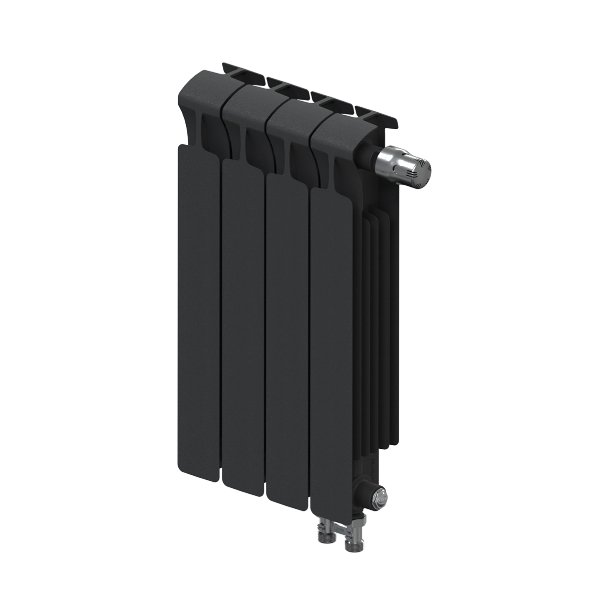 Радиатор биметаллический Rifar Monolit Ventil 500, 4 секции, нижнее подключение правое (MVR), антрацит