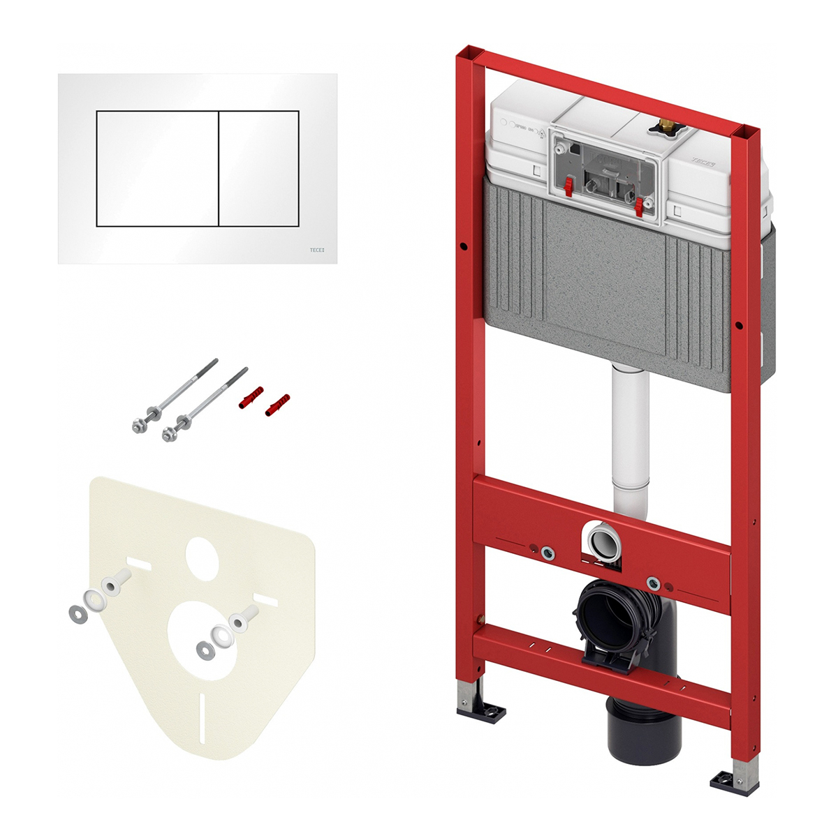 Система инсталляции для унитаза TECE 9400413 4 в 1: TECEbase 2.0 с клавишей смыва TECEnow, белый матовый