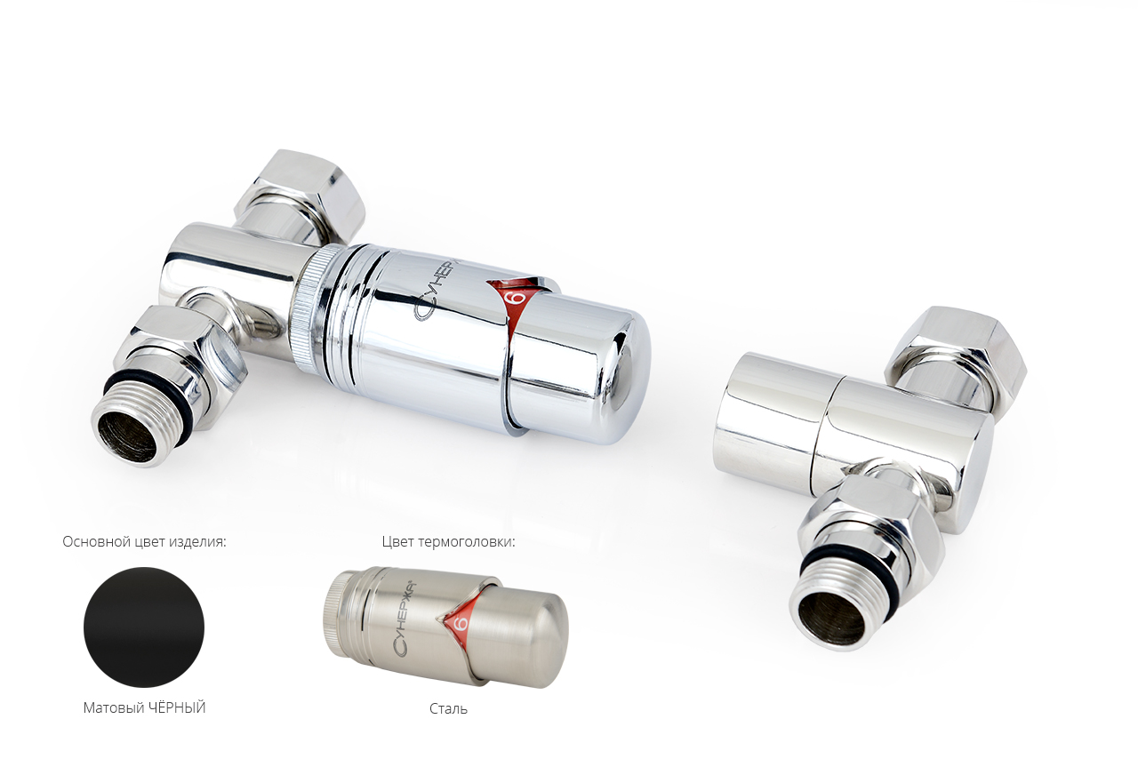 Терморегулятор автоматический Сунержа прямой G 1/2" НР x G 3/4" НГ (набор)