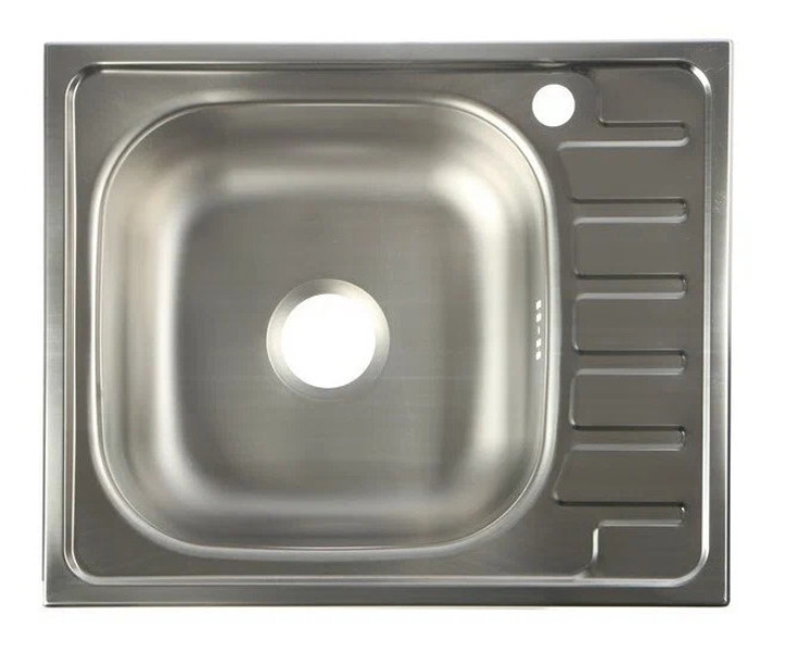 Мойка кухонная Vladix 580x480x160 (0,6), левая, с сифоном и крепежом, нержавеющая сталь / полуглянцевая