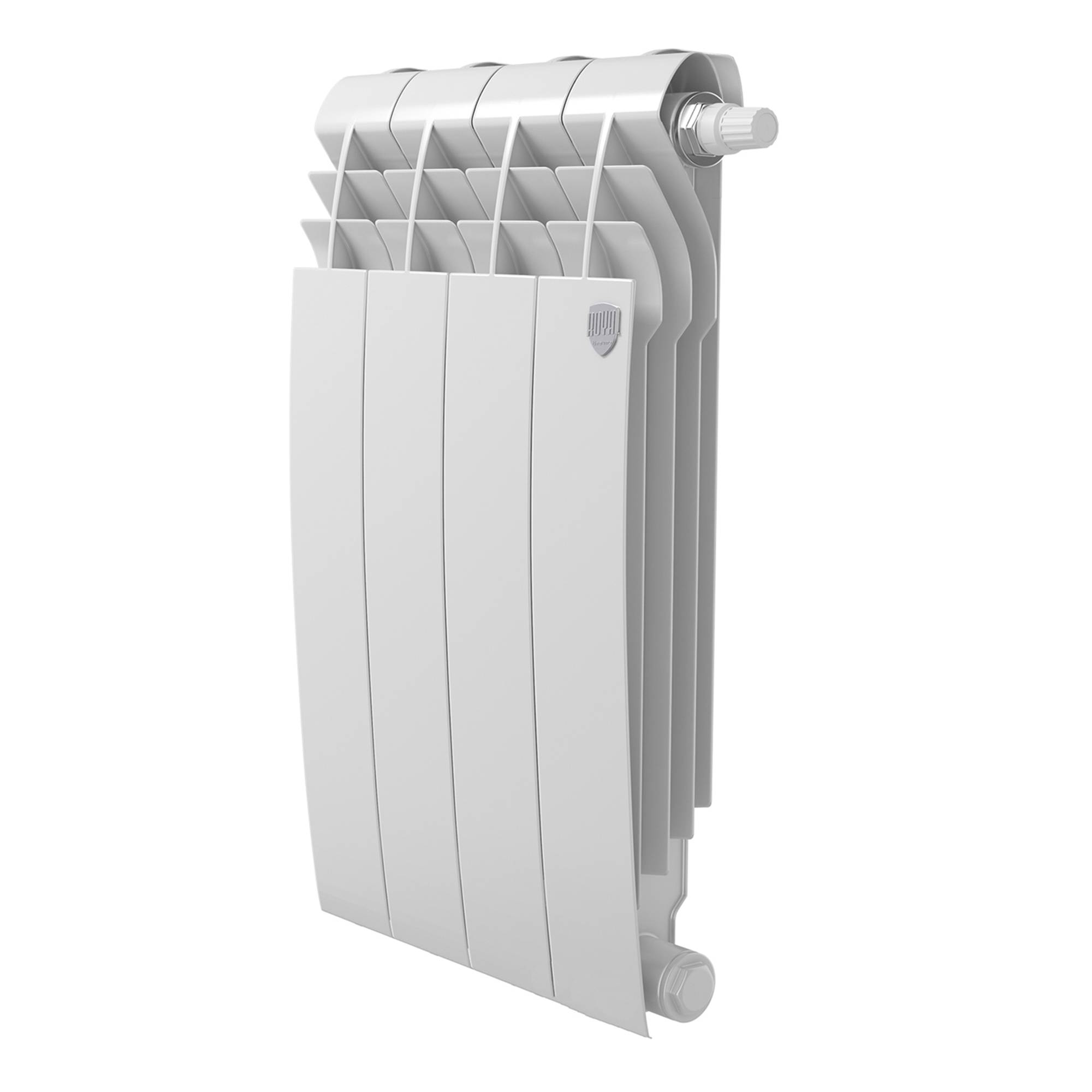 Радиатор биметаллический Royal Thermo BiLiner 500 VDR, 4 секции, нижнее правое подключение, белый (Bianco Traffico)