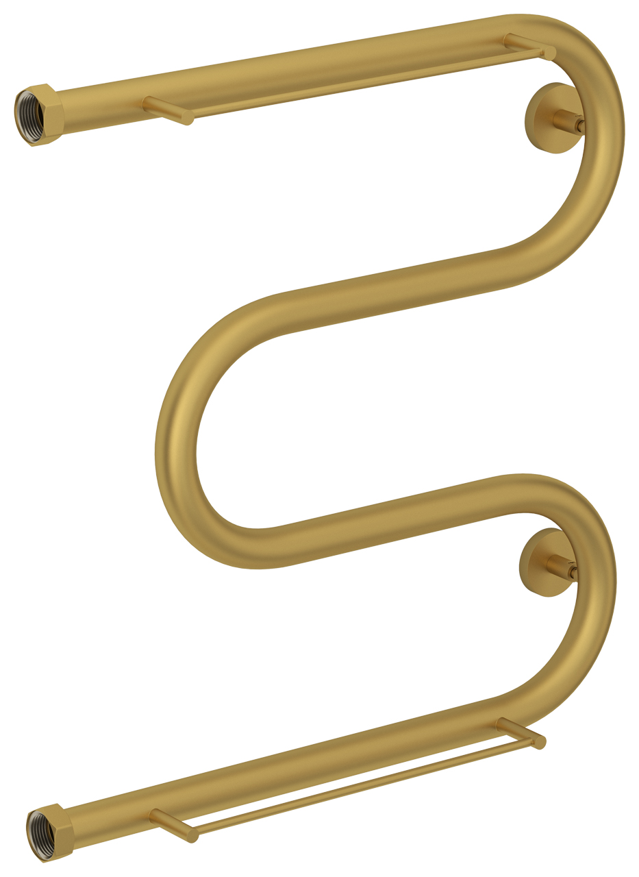 Полотенцесушитель водяной Сунержа М-образный 500х500  2 полки, подключение вертикальное, золото матовое