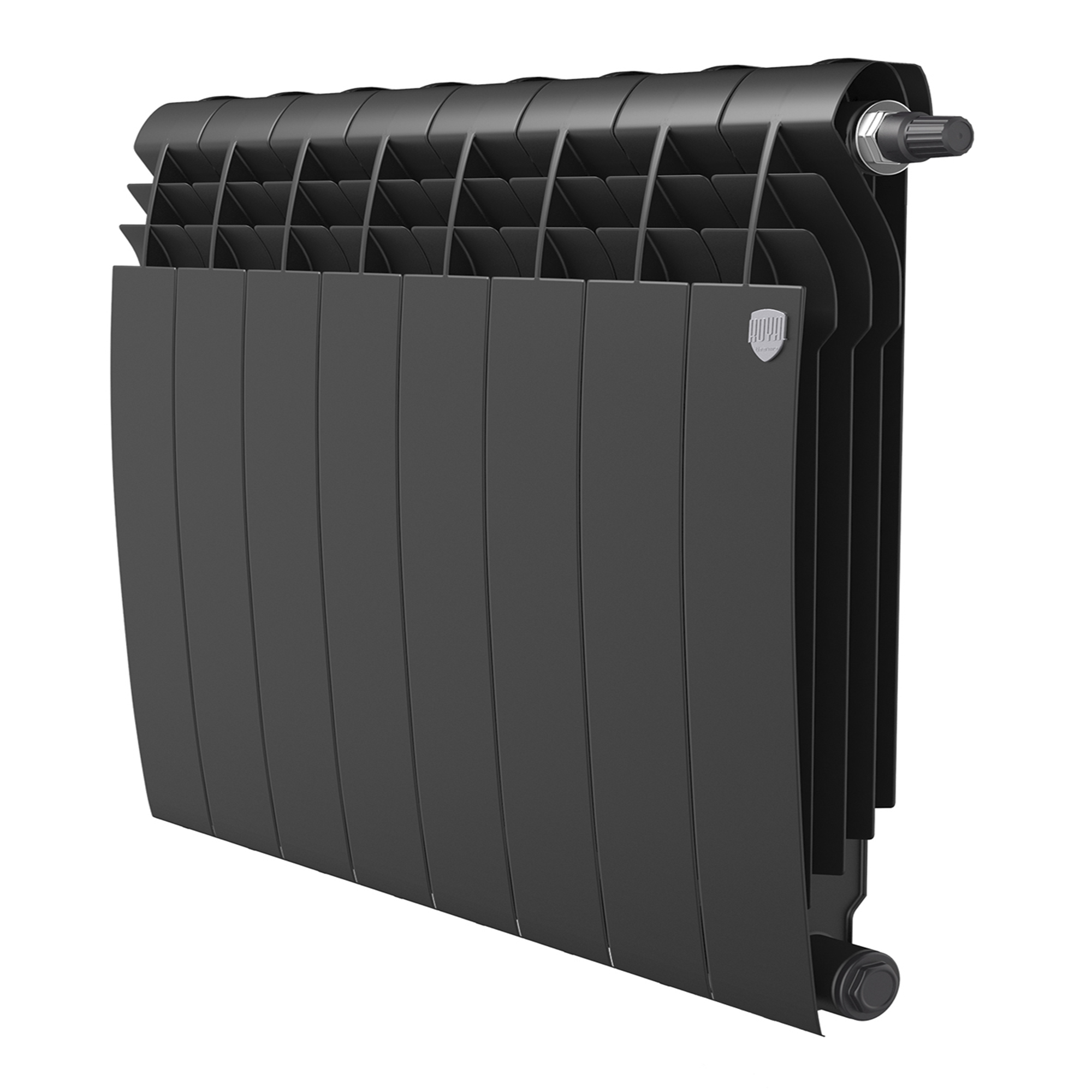 Радиатор биметаллический Royal Thermo BiLiner 500 VDR, 8 секций, нижнее правое подключение, черный (Noir Sable)
