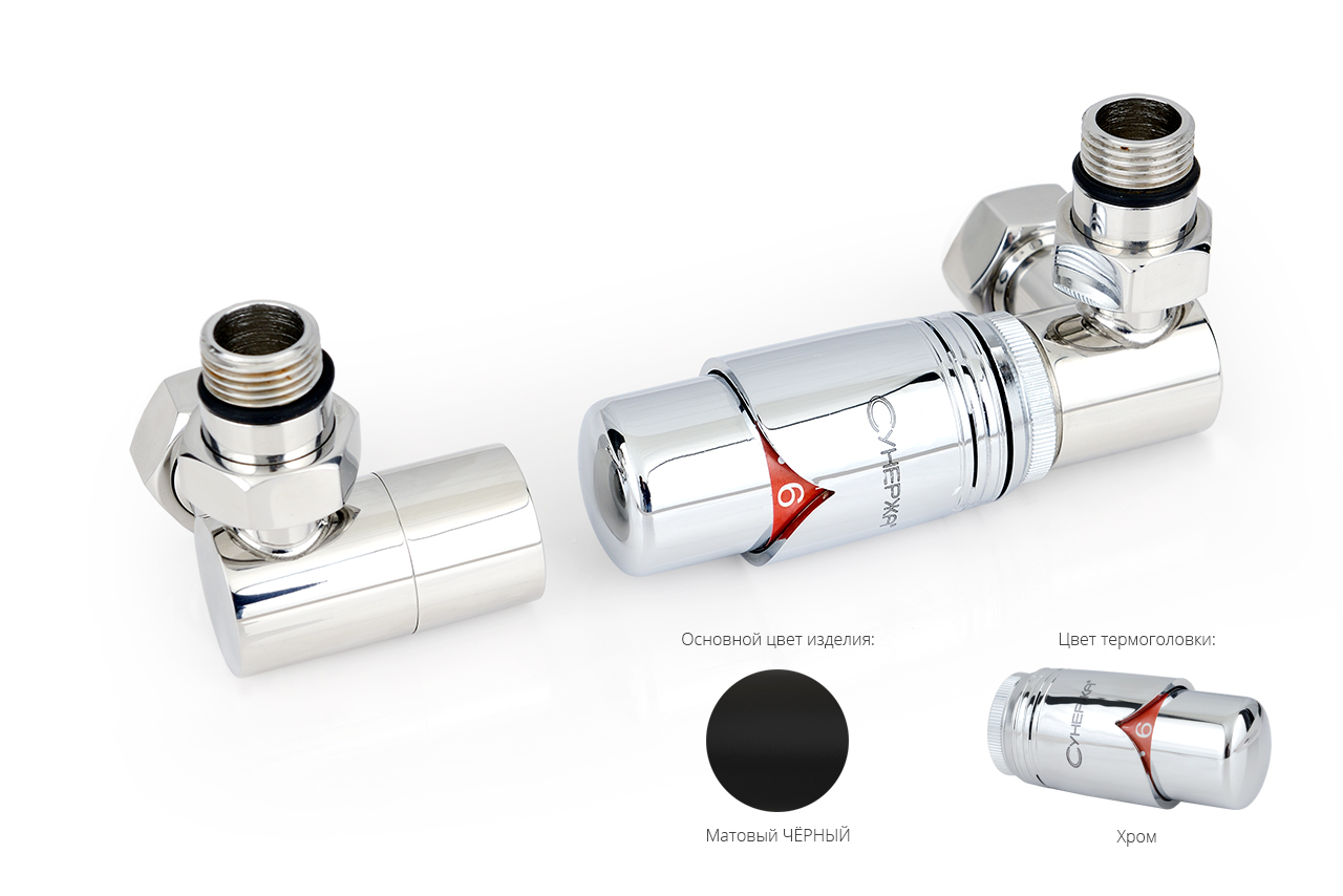 Терморегулятор автоматический Сунержа 3D правый G 1/2" НР x G 3/4" НГ (набор)