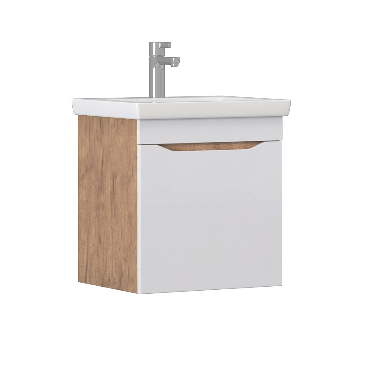 Тумба подвесная Vigo Grani 500-0-1с раковиной Como, белый / дуб золотой