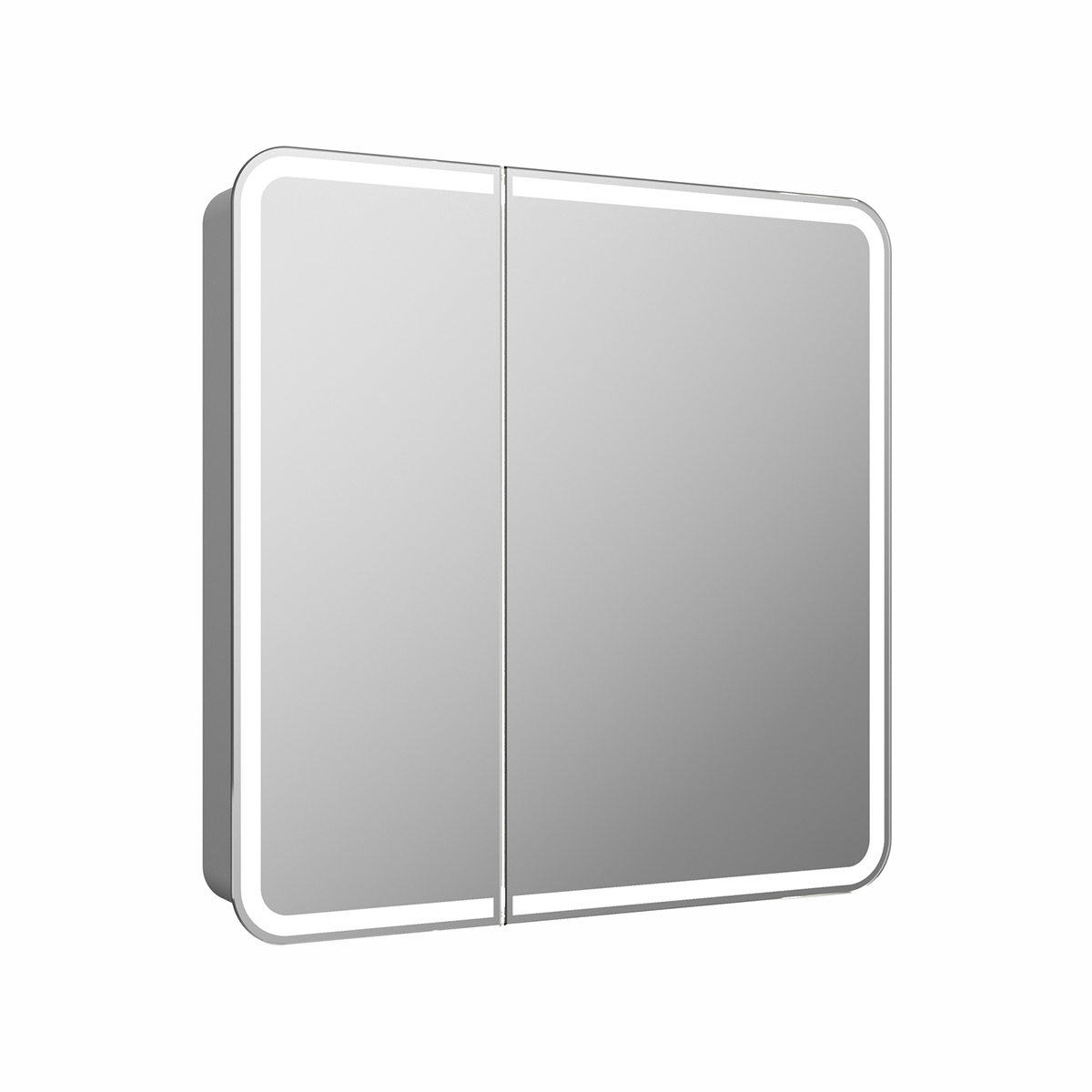 Шкаф зеркальный Continent Elliot 800x800 с LED подсветкой, датчик движения и розетка для эл.приборов