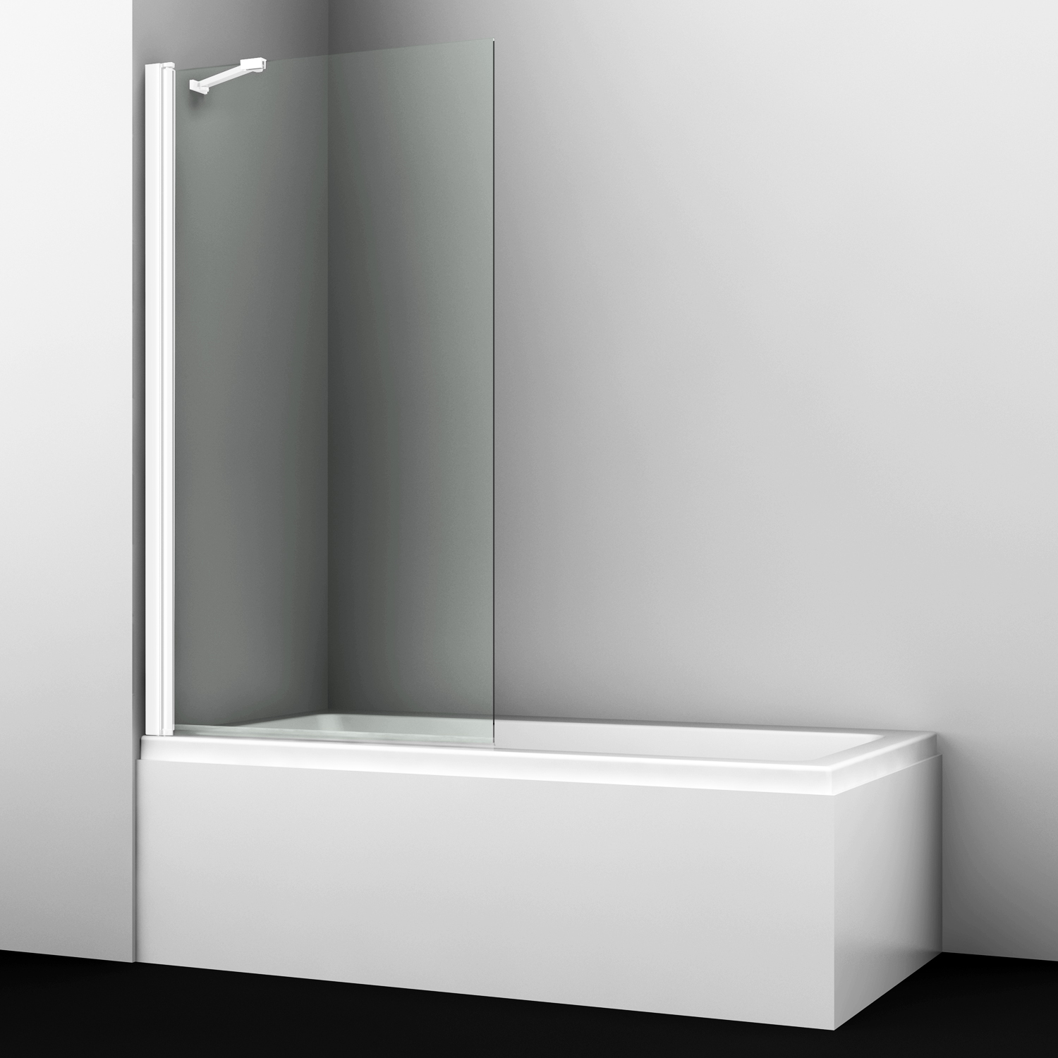 Шторка на ванну Wasserkraft Berkel 48P01-80WHITE Fixed 80x140, стекло прозрачное / профиль белый