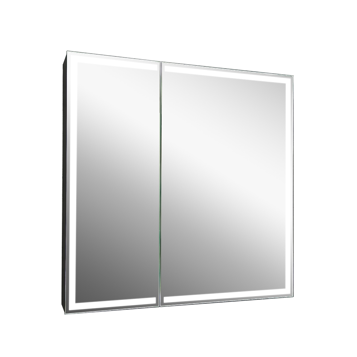 Шкаф зеркальный Continent Mirror Box black LED 80x80 правый с LED подсветкой, датчик движения и розетка для эл.приборов, корпус черный