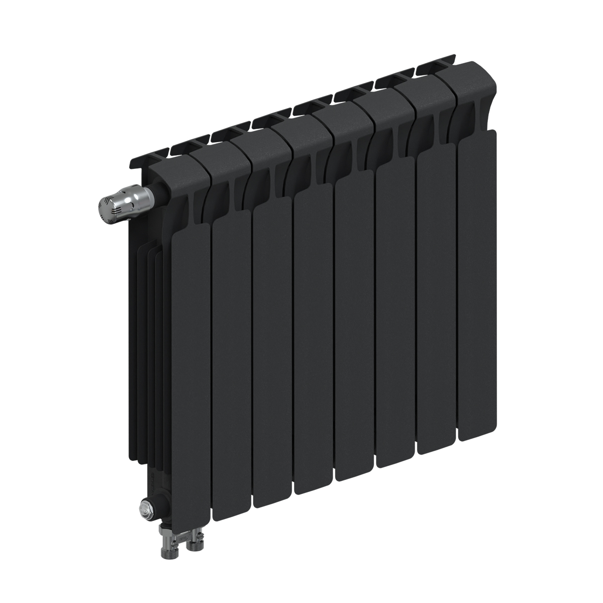 Радиатор биметаллический Rifar Monolit Ventil 500, 8 секций, нижнее подключение левое (MVL), антрацит