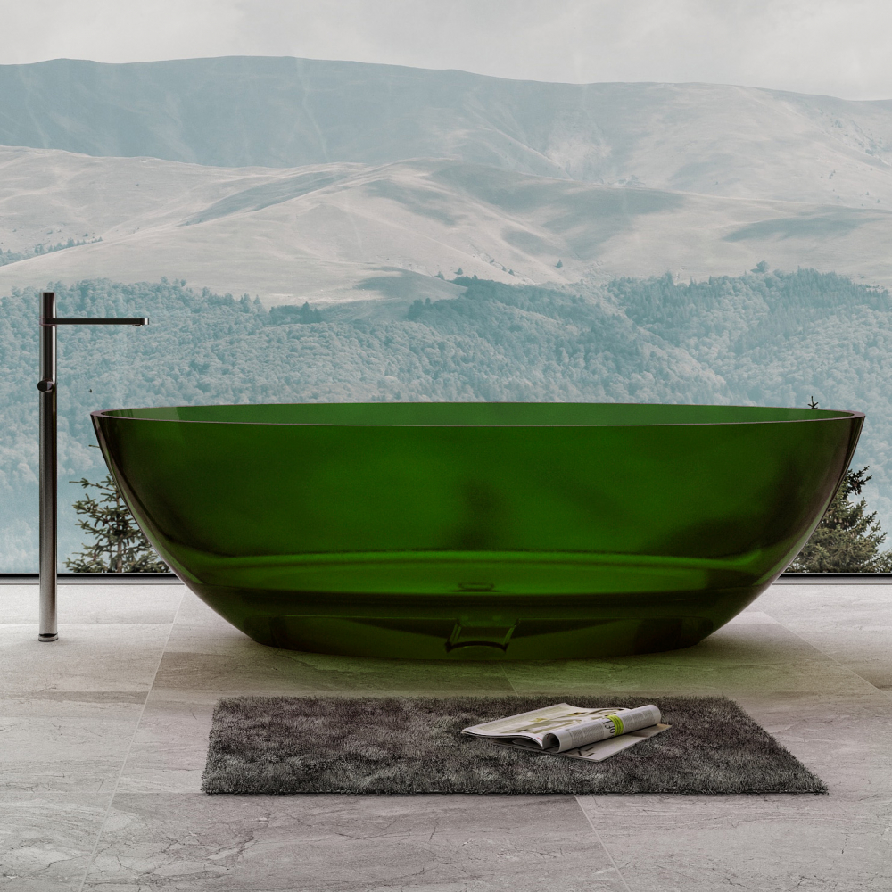 Ванна прозрачная Abber Kristall AT9702Emerald зеленая 180x85, зеленый