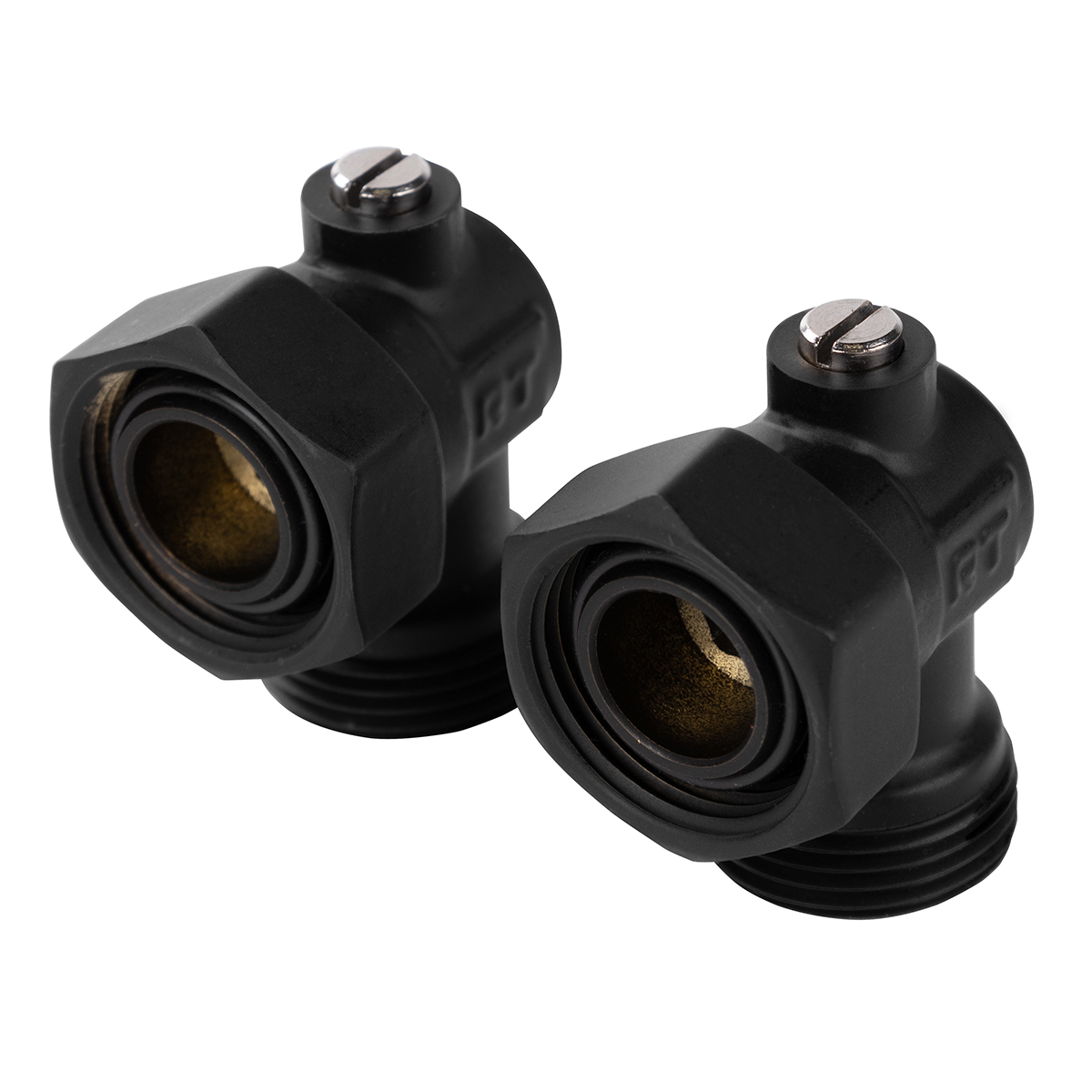 Узел нижнего подключения Royal Thermo угловой раздельный 3/4 x 3/4 ЕК, набор (2шт), черный