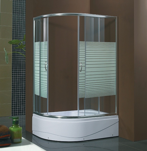 Душевой уголок Bandhours Extreme L, 100x80 см, левый с высоким поддоном профиль хром стекло прозрачное с узором