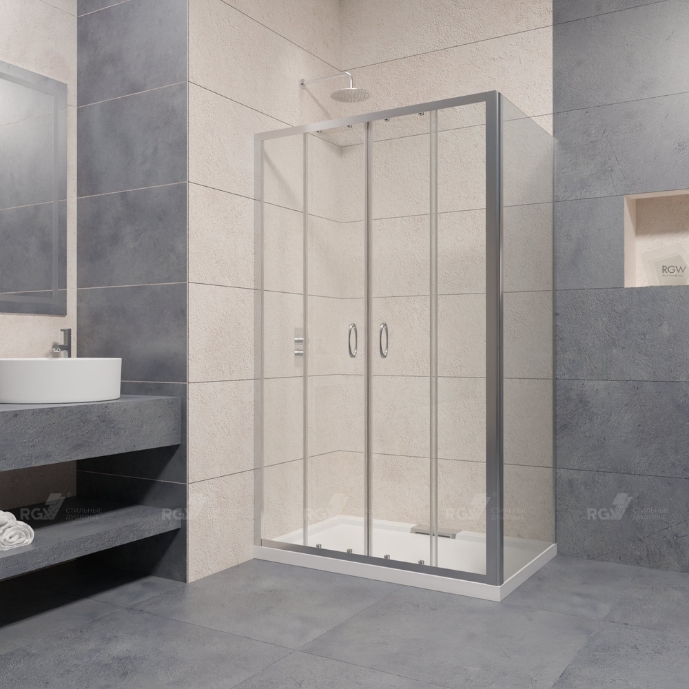 Душевой уголок RGW Passage PA-41 (PA-11 + Z-050-2) 120x120x195 см, без поддона, стекло прозрачное, профиль хром
