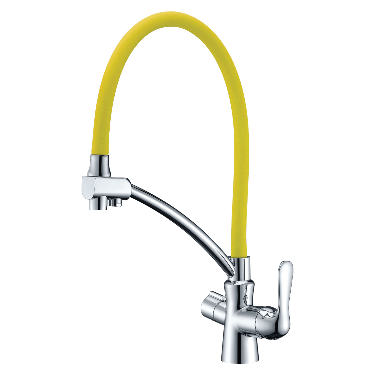 Смеситель Lemark Comfort LM3070C-Yellow для кухни с подключением к фильтру с питьевой водой, хром / желтый