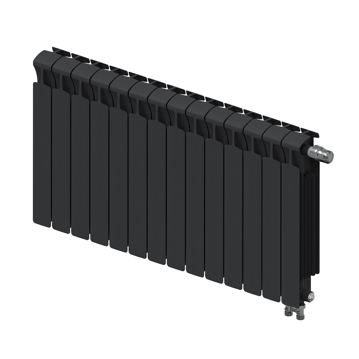 Радиатор биметаллический Rifar Monolit Ventil 500, 14 секций, нижнее подключение правое (MVR), антрацит