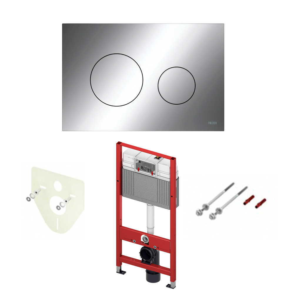 Система инсталляции для унитаза TECE K440921 4 в 1: TECEbase 2.0 с клавишей смыва TECEloop 2.0, хром глянцевый