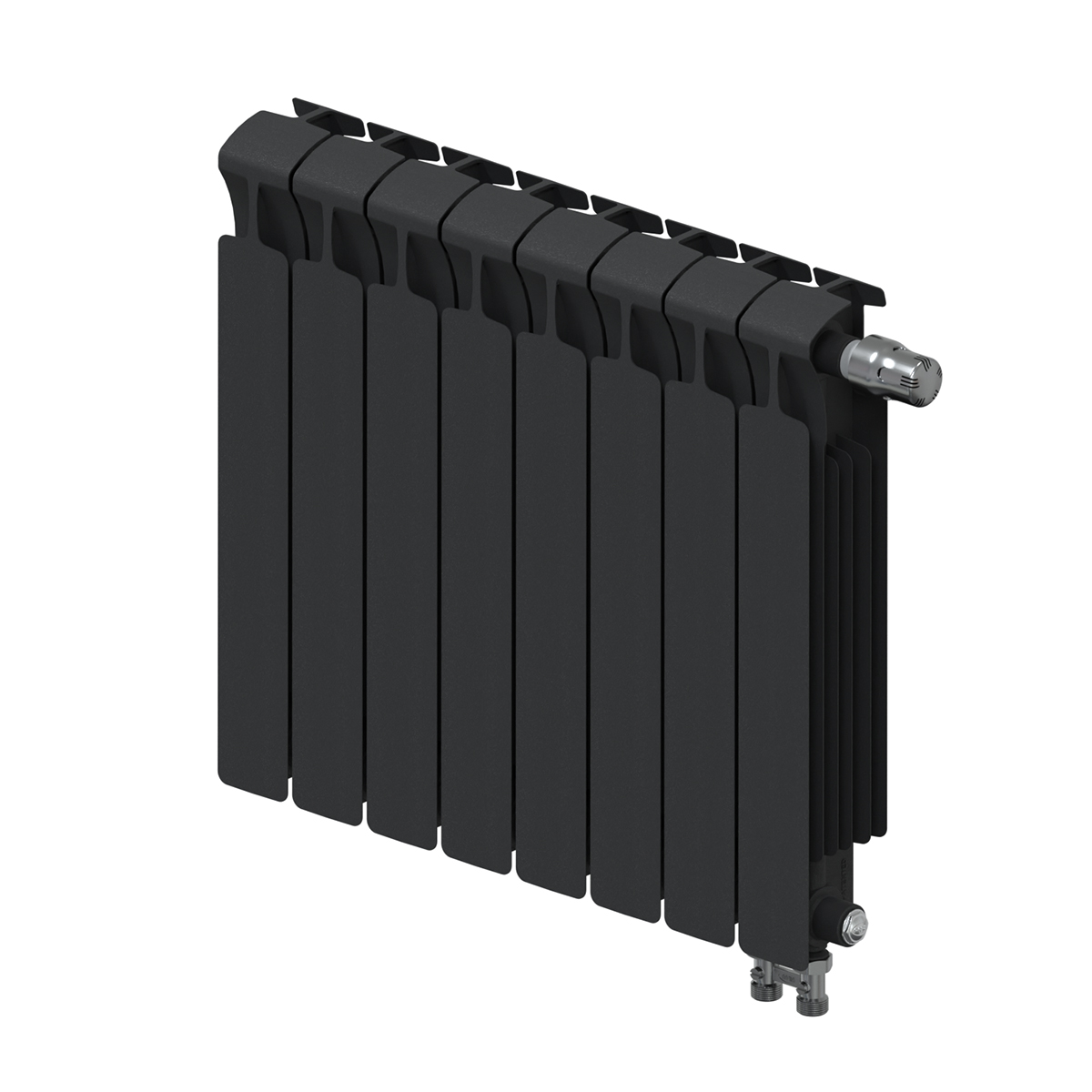 Радиатор биметаллический Rifar Monolit Ventil 500, 8 секций, нижнее подключение правое (MVR), антрацит