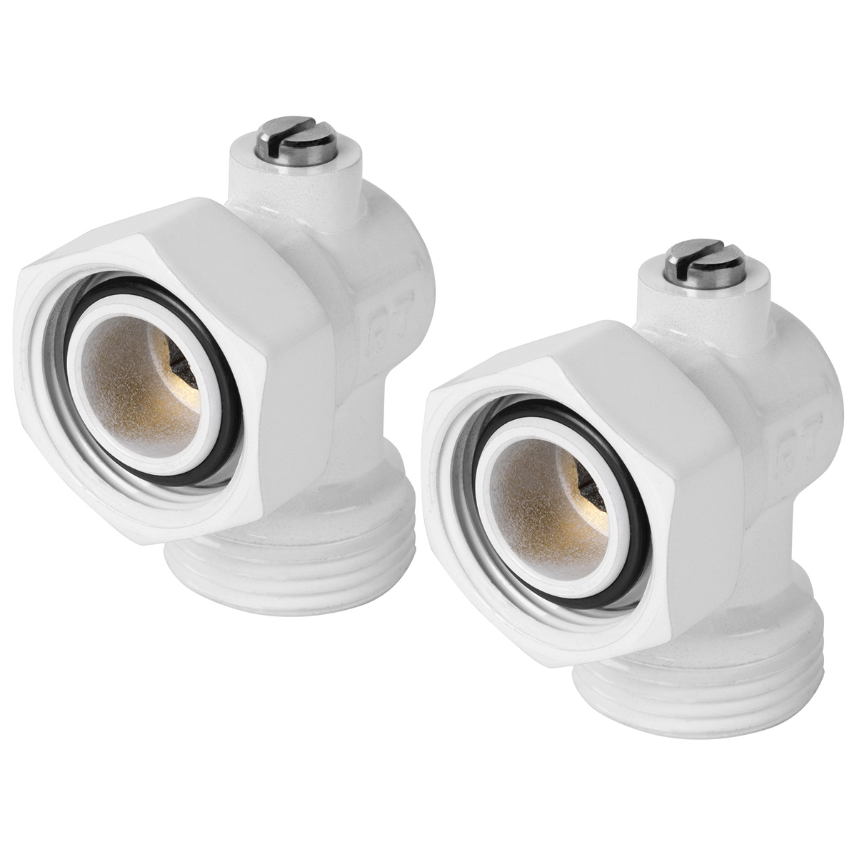 Узел нижнего подключения Royal Thermo угловой раздельный 3/4 x 3/4 ЕК, набор (2шт), белый