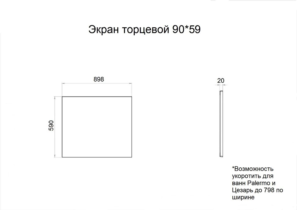 Панель боковая Triton 90x59 см, белый