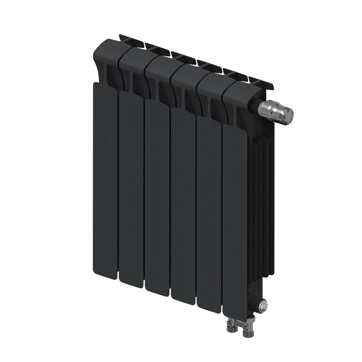 Радиатор биметаллический Rifar Monolit Ventil 500, 6 секций, нижнее подключение правое (MVR), антрацит