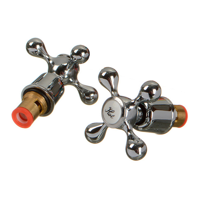 Комплект для смесителя Melodia Cross MK12100C: маховик Cross + кран-букса 1/2" 8x20 керамика) по 2 шт, хром