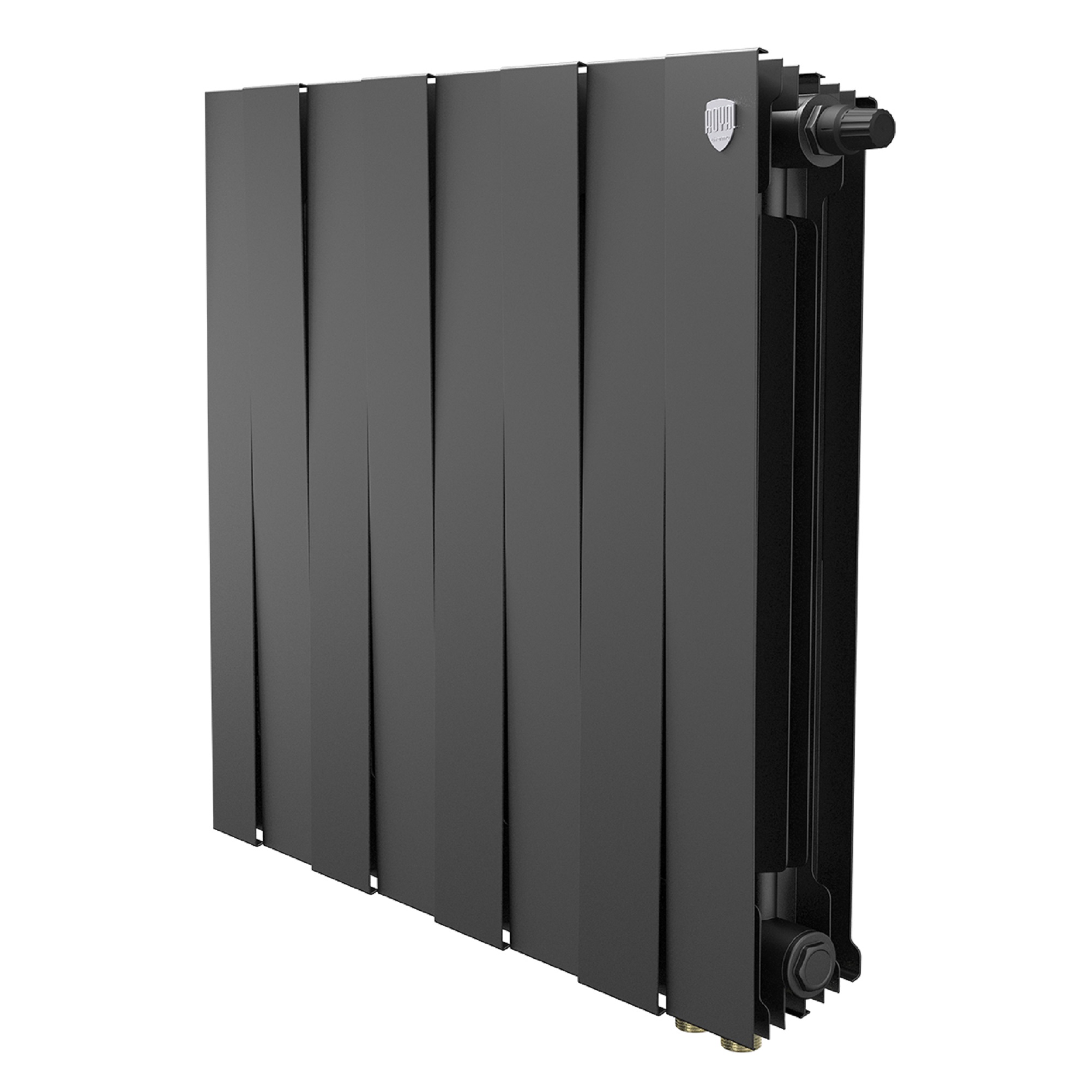 Радиатор биметаллический Royal Thermo PianoForte 500 VDR80, 8 секций, нижнее правое подключение, черный (Noir Sable)