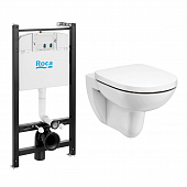 Комплект Roca Debba Round Pack 893104980: инсталляция + подвесной унитаз Rimless + сиденье с микролифтом, белый