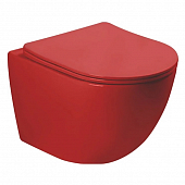 Унитаз подвесной SantiLine SL-5005 безободковый, сиденье ультратонкое с микролифтом, красный матовый