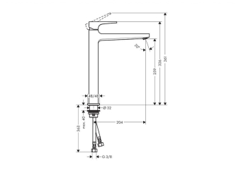 SMESITEL_DLYA_RAKOVINY_HANSGROHE_METROPOL_32512000_MONTAZHNAYA_SKHEMA_1