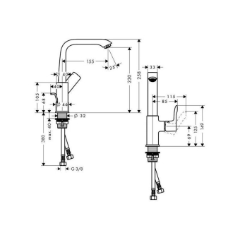 SMESITEL_DLYA_RAKOVINY_HANSGROHE_METRIS_31087000_MONTAZHNAYA_SKHEMA_1