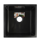 Мойка кухонная Aflorn 440x440 врезная, толщина S 3,0 и 0,8 мм, с сифоном, нержавеющая сталь / графит