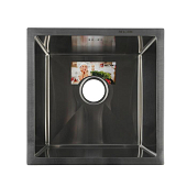 Мойка кухонная Aflorn 440x440 врезная, толщина S 3,0 и 0,8 мм, с сифоном, нержавеющая сталь / сатин