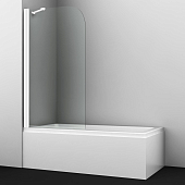 Шторка на ванну Wasserkraft Leine 35P01-80WHITE Fixed 80x140, стекло прозрачное / профиль белый