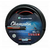 Шланг поливочный Aquapolymer Champion CMP 3/4x50, 3/4" (18 мм), бухта 50м, ПВХ армированный, трехслойный, с системой антискручивания, черный