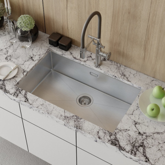 Мойка кухонная Iddis Edifice EDI74S0i77, с выпуском и сифоном, нержавеющая сталь / сатин
