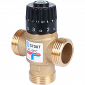 Клапан термостатический Stout смесительный 1" НР для систем отопления и ГВС 35-60°С KVs 1.6, SVM-0120-166025