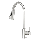 Смеситель Melodia Perfetto MDV30204ss для кухни, вытяжной поворотный излив с лейкой, полированная нержавеющая сталь