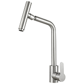 Смеситель Melodia Perfetto MDV30205ss для кухни, высокий излив, поворот аэратора на 360°, полированная нержавеющая сталь