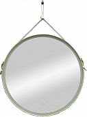 Зеркало Continent Millenium White D500 круглое, с LED подсветкой, кожаный ремень, белый