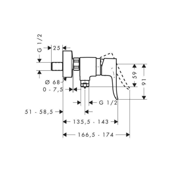 SMESITEL_DLYA_DUSHA_HANSGROHE_METRIS_31680000_MONTAZHNAYA_SKHEMA_1