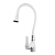 Смеситель Melodia Ostessa MDV40617White для кухни, гибкий излив с лейкой, белый матовый / хром глянцевый